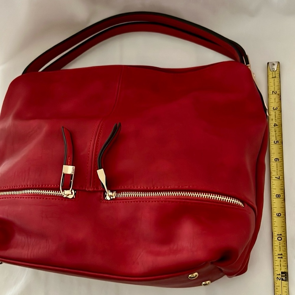 Red Faux Leather Bag ~ Good Size - Picture 10 of 12
